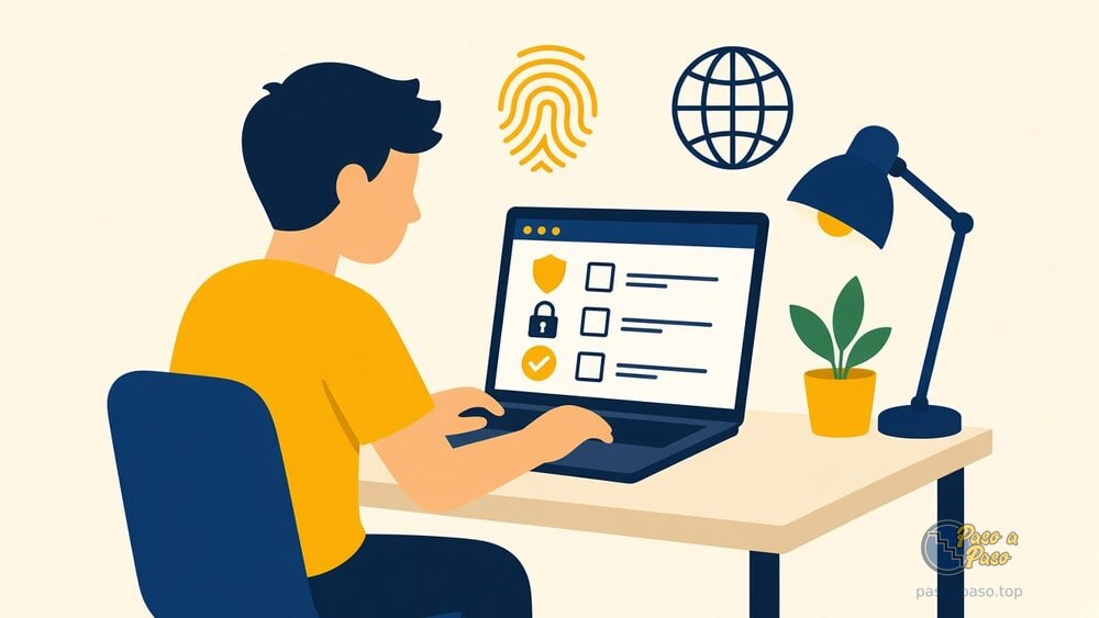 Menú de configuración del navegador con opciones de privacidad